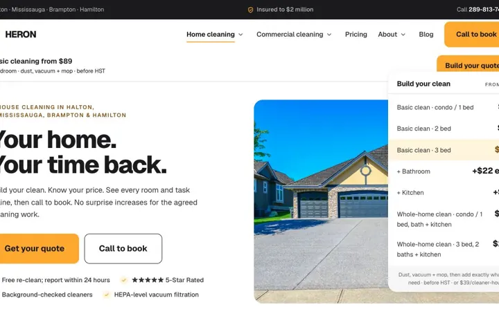 Heron Cleaning website preview