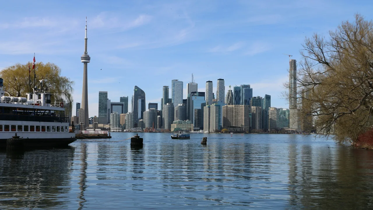 Toronto waterfront and CN Tower seen from the Toronto Islands