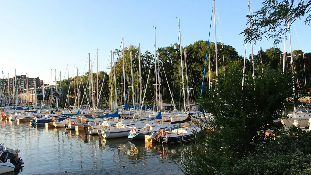 Oakville marina with sailboats