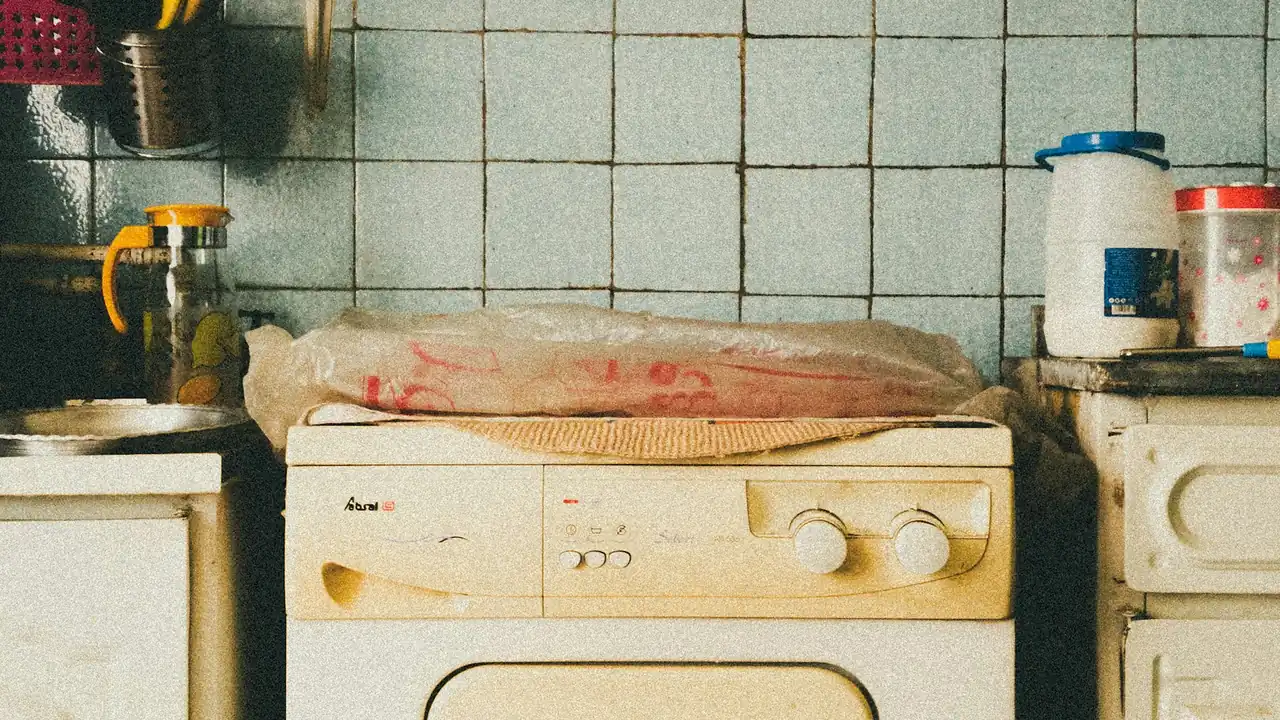 White front-loading washing machine