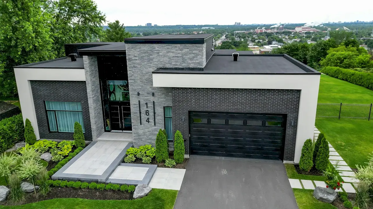 Modern detached house viewed from outside
