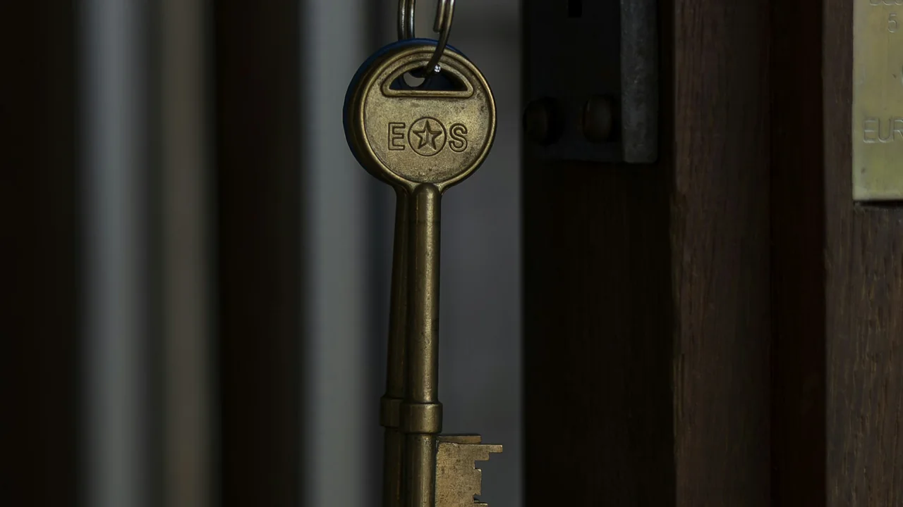 Keys hanging from a door lock